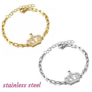 Crown Jewel Bracelet in Stainless Steel & CZ's in Silver or Gold